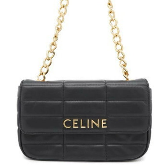Celine Chain Shoulder Bag Leather Black - Picture 1 of 8